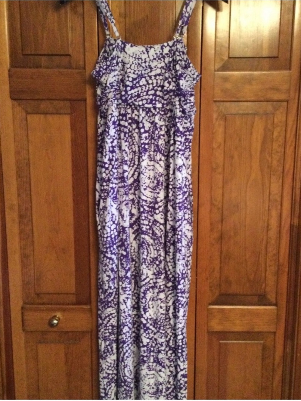 Purple and White Patterned Maxi Dress